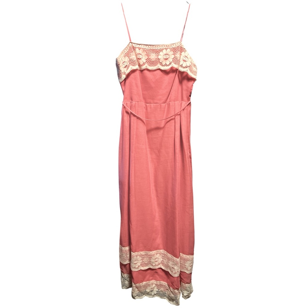 “House of Bianchi” Vtg 1960’s Lacy salmon pink Sleeveless Evening Dress